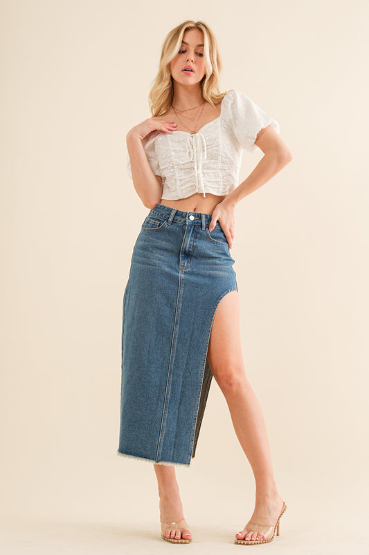 Lola cut out denim skirt