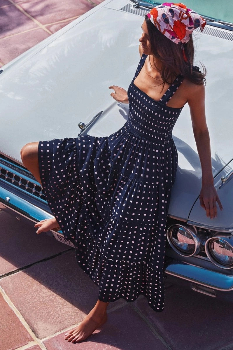 Malena navy maxi dress