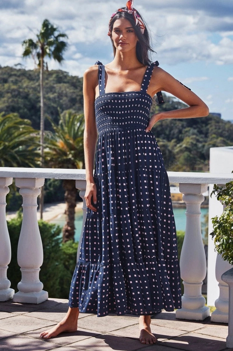 Malena navy maxi dress