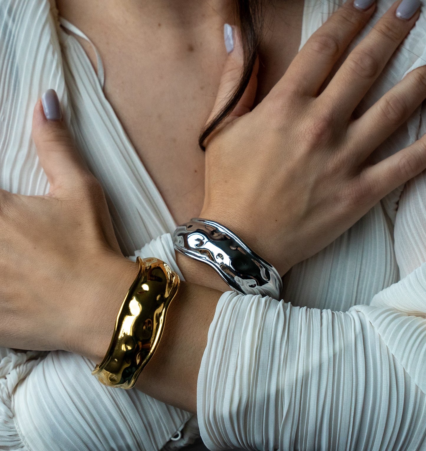 gold and silver cuff bracelet